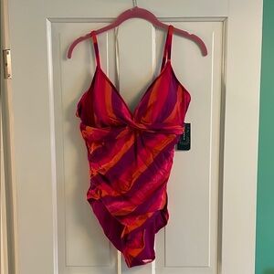 NWT Ralph Lauren Vibrant Pink and Orange One Piece Swimsuit